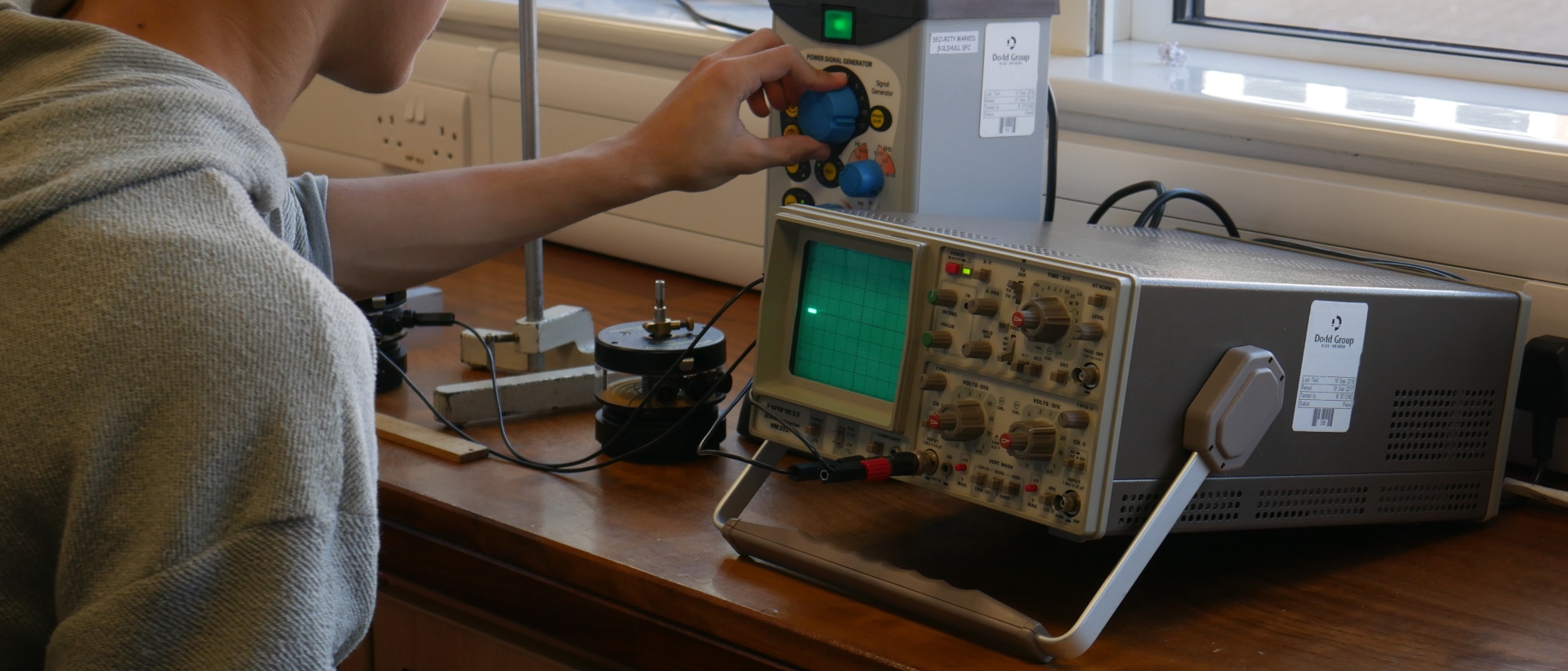 Students at Solihull Sixth Form College participate in a Physics experiment