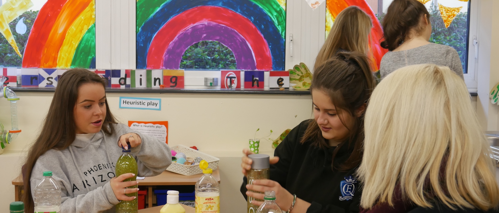 Students at Solihull Sixth Form College participate in a Childcare and Early years activity