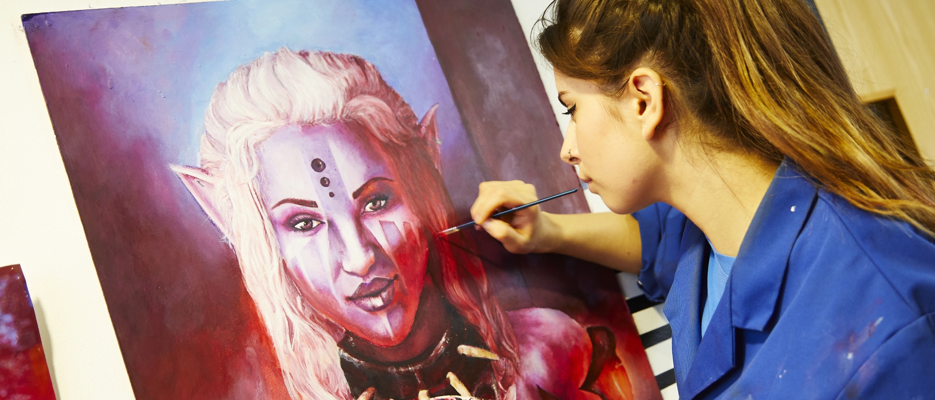 Students at Solihull Sixth Form College participate in a Fine Art class