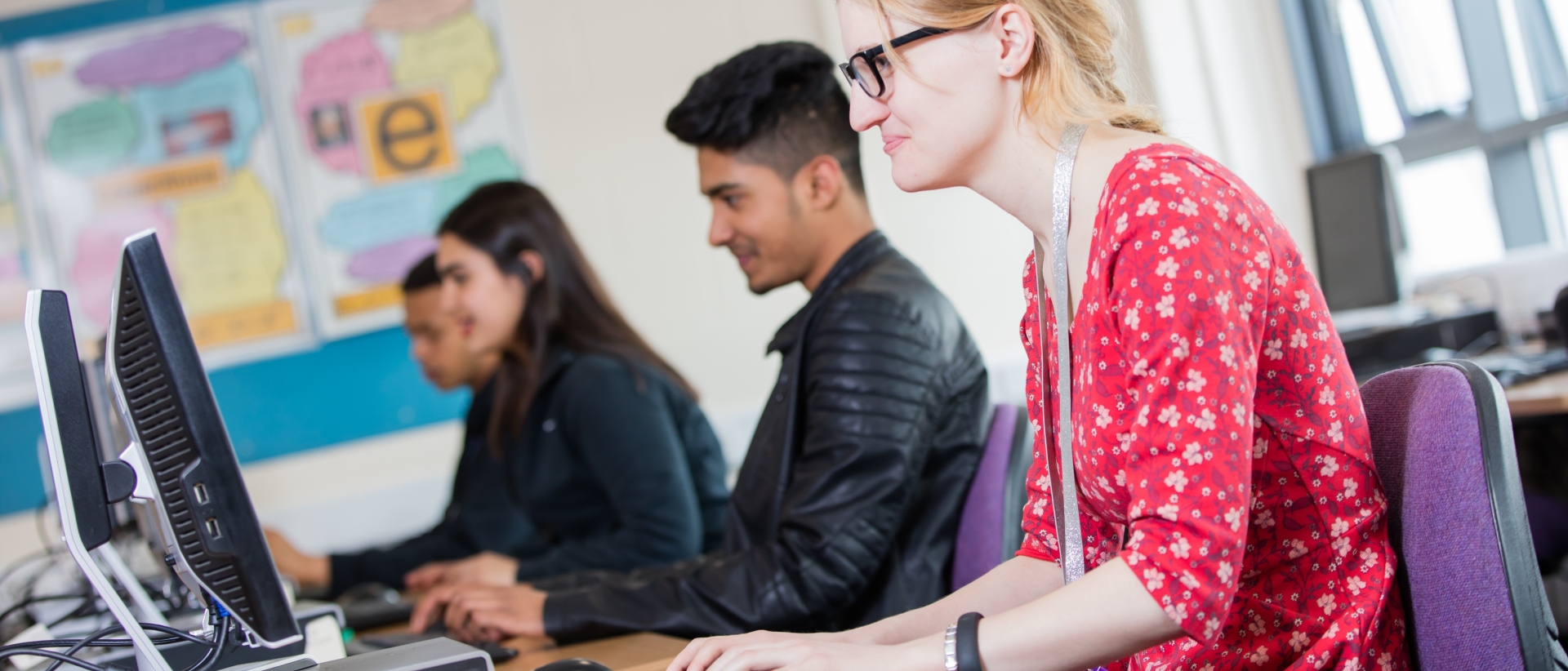 Students at Solihull Sixth Form College work on computers