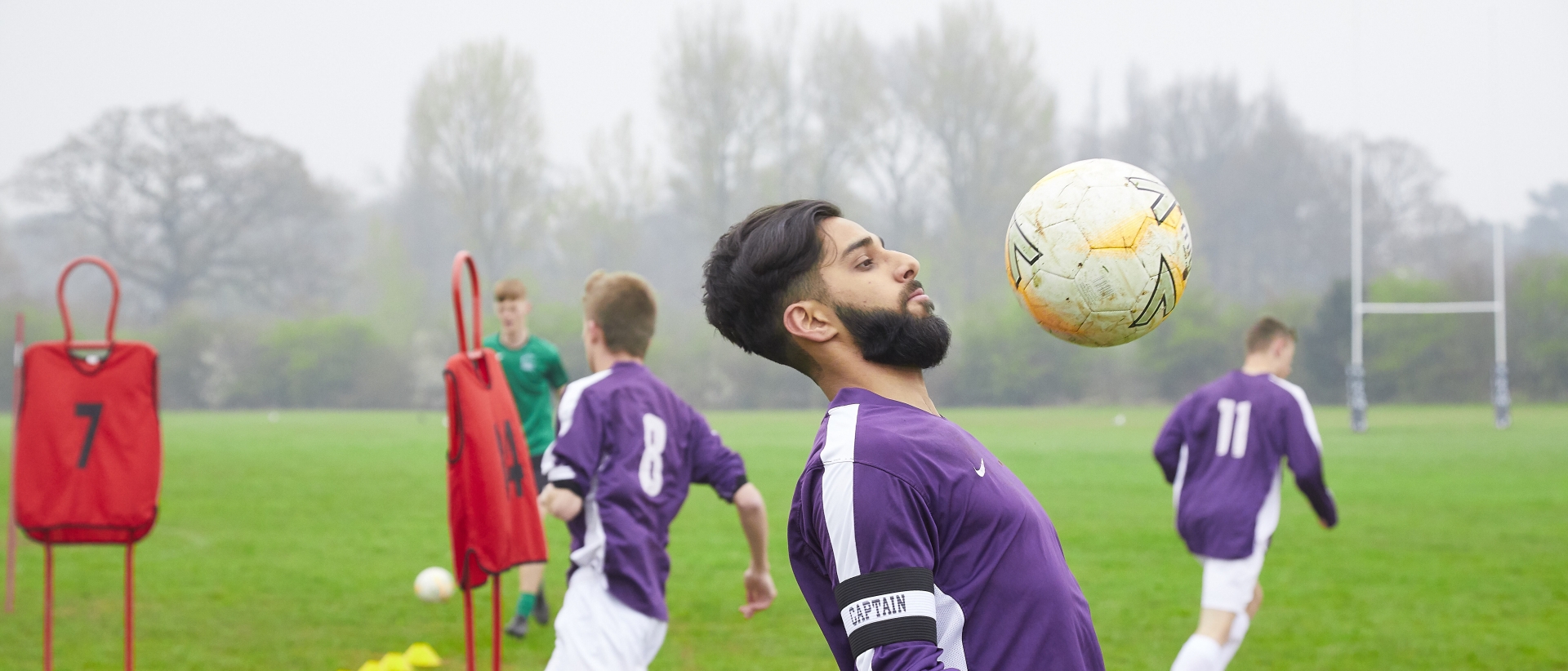Students at Solihull Sixth Form College participate in football training