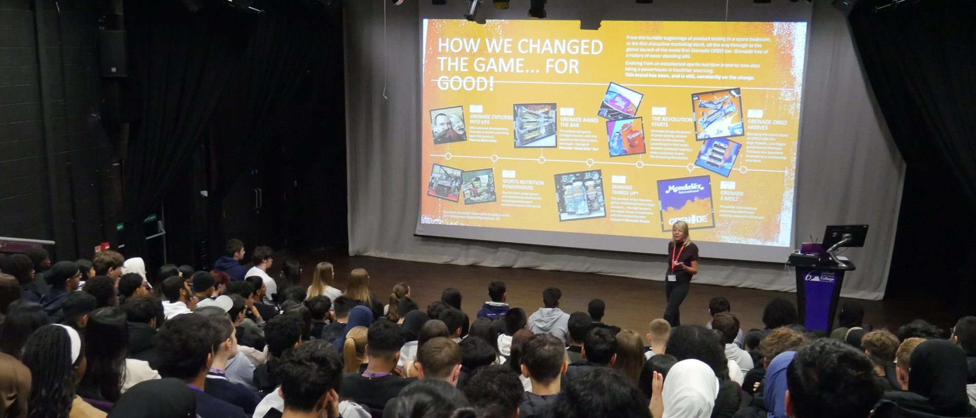 Solihull Sixth Form College ex-student Juliet Barratt came into College to talk about founding the nutrition brand Grenade to A level Business students.