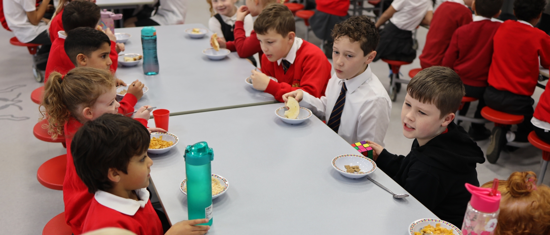 Learners from Summit Learning Trust taking advantage of a free breakfast as part of the Summit Base Camp offer
