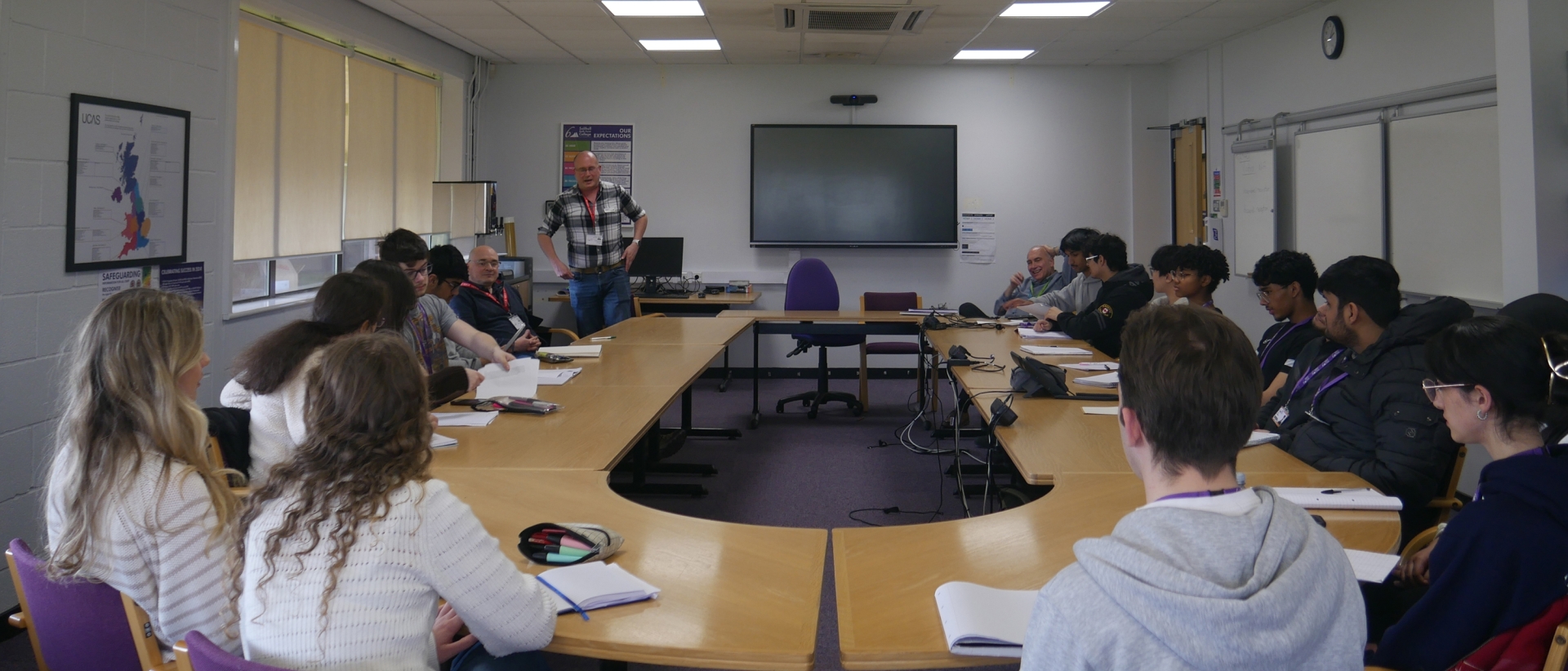 Students on Solihull Sixth Form College's Pre-Medical School enrichment participate in a problem-based learning exercise with academics from Keele University