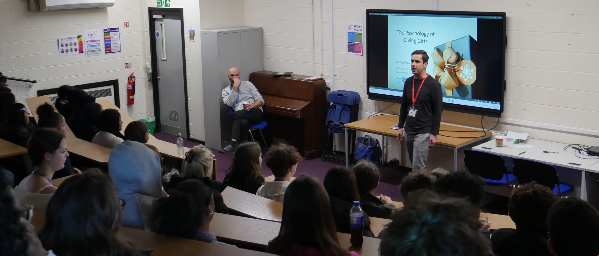 A level Psychology learners from Solihull Sixth Form College attended a talk from Dr Daniel Farrelly from the University of Worcester