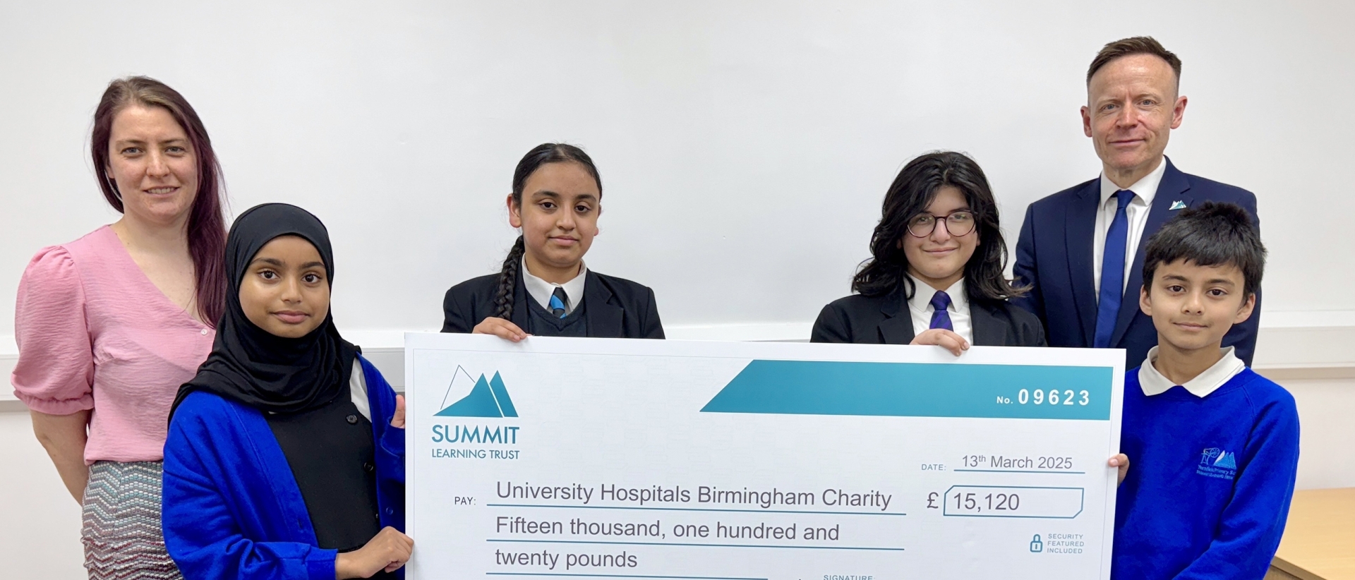 The Summit Learning Trust and all its academies raised £15,120 for University Hospitals Birmingham Charity in the 2024/25 academic year