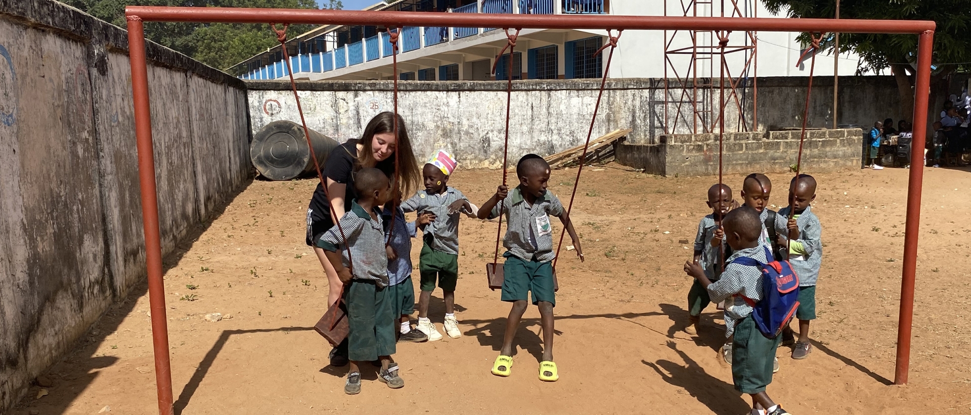 Students at Solihull Sixth Form College work with children in The Gambia as part of their Team Gambia enrichment