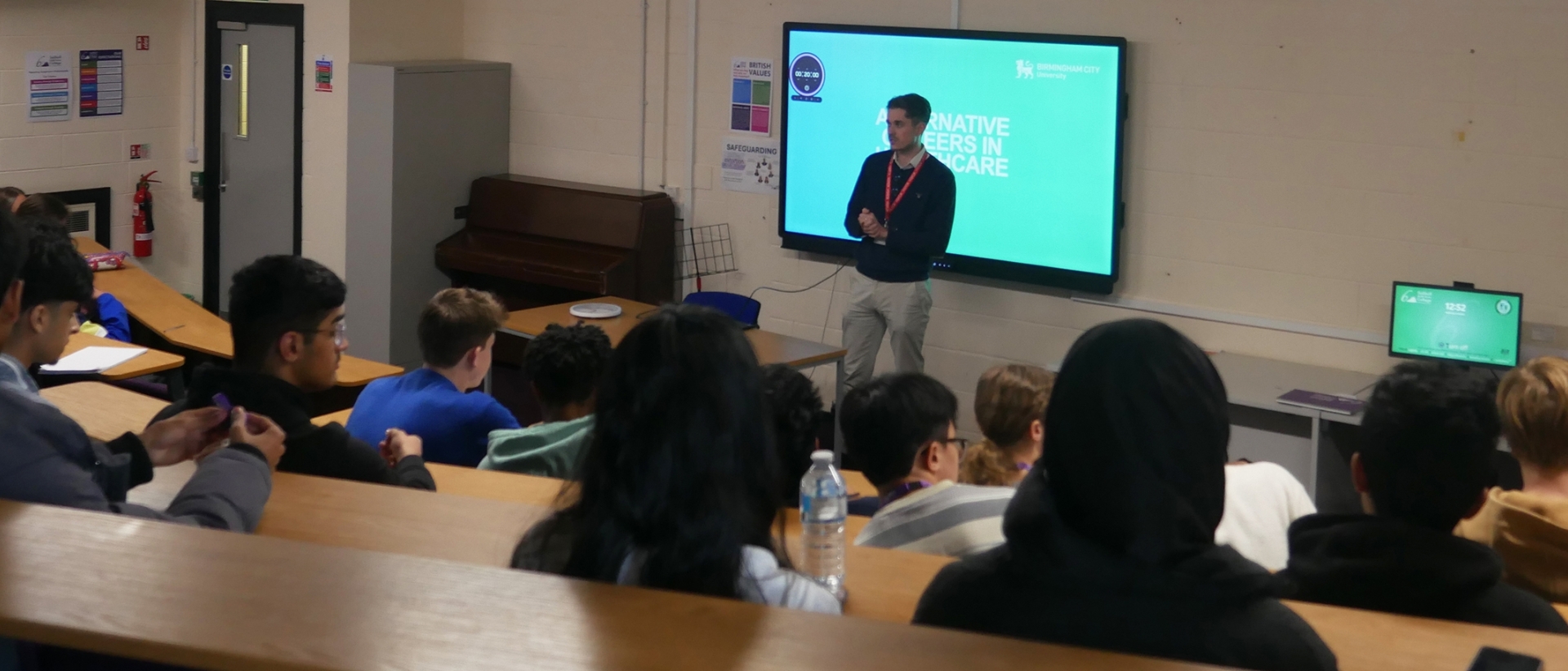 Pre-Medical School enrichment students at Solihull Sixth Form College listen to a visiting speaker