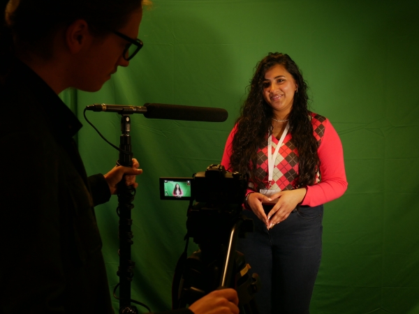 Students at Solihull Sixth Form College participate in a Media studies activity