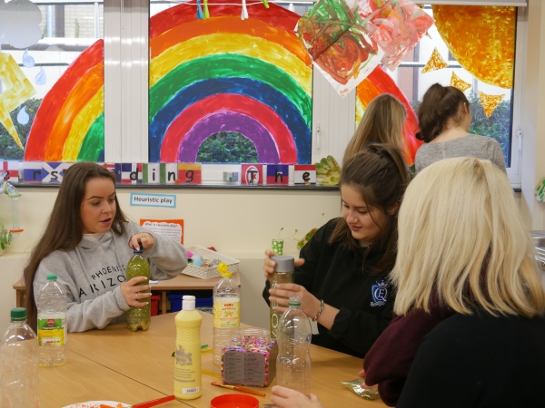 Students at Solihull Sixth Form College participate in a Childcare and Early years activity