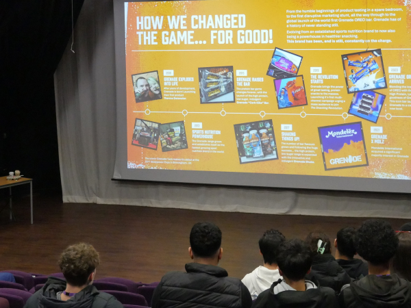 BTEC Business students at Solihull Sixth Form College attended a talk from nutrition brand Grenade in February 2026