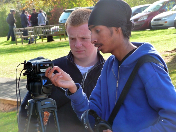 Students at Solihull Sixth Form College participate in a Media Studies activity