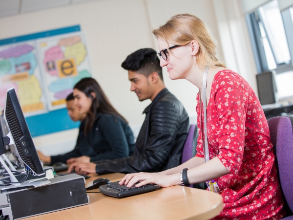 Students at Solihull Sixth Form College work on computers