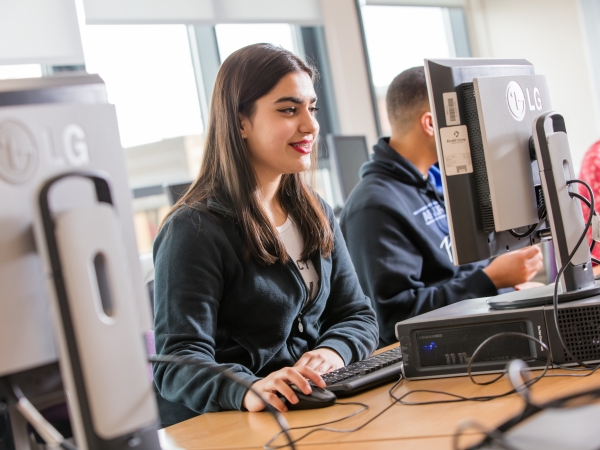 Students at Solihull Sixth Form College work on computers