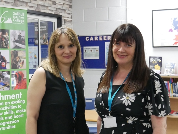 Careers staff Elpida Baka and Mary Cunningham have overseen the promotion of Solihull Sixth Form College's careers guidance to Career Mark Platinum award