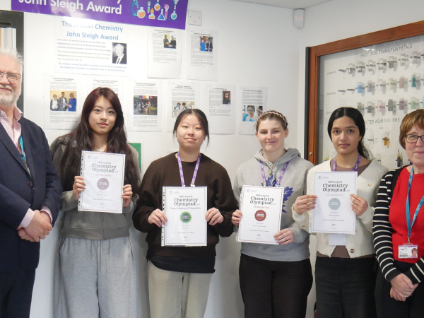 Chemistry students from Solihull Sixth Form College completed the Chemistry Olympiad and received their certificates from Principal Martin Sullivan