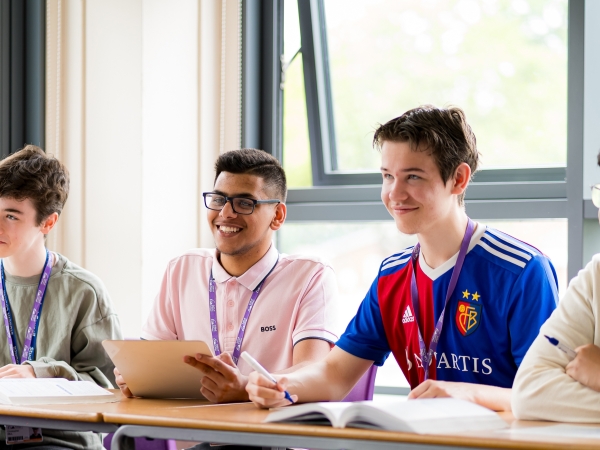 Students on campus at Solihull Sixth Form College in a Mathematics lesson