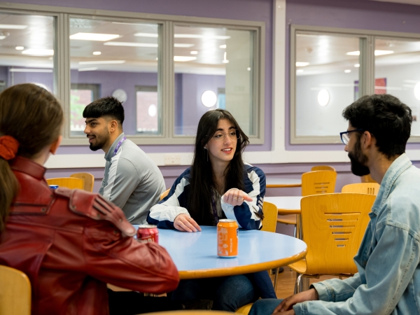Students on campus at Solihull Sixth Form College in the Refectory