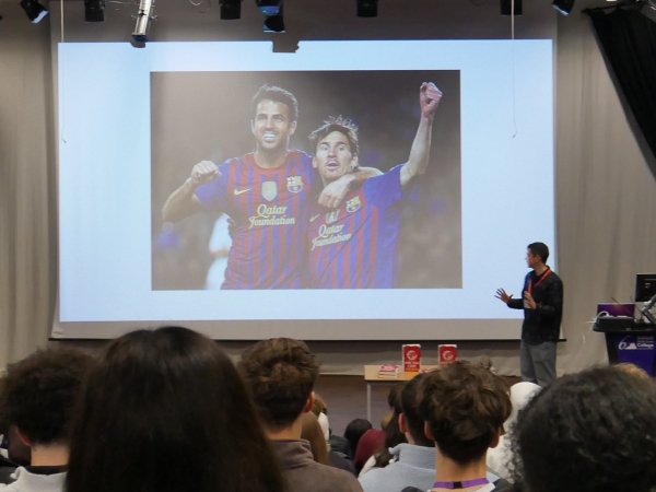 Ex-student Joey D'Urso came back into Solihull sixth Form College to talk to Politics learners about the politics and economics of football shirts and sponsorship