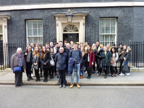 Politics students at Solihull Sixth Form College visit Downing Street in London