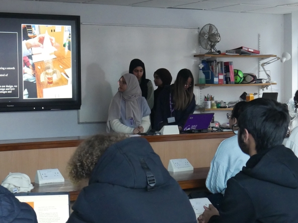 STEM students at Solihull Sixth Form College show off their entries for a Rocket Competition