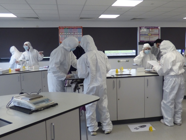 Solihull Sixth Form College students on the Practical Science and Forensic Investigation enrichment complete a crime scene investigation exercise