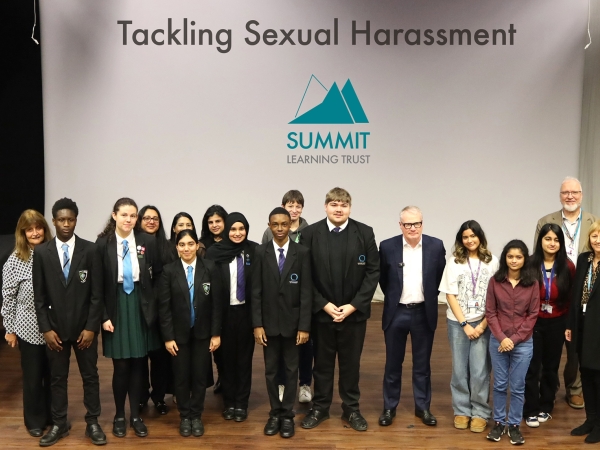 West Midlands Mayor, Richard Parker, visits Solihull Sixth Form College to talk to learners about the work they have done in Tackling Sexual Harassment on public transport.
