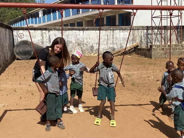 Students at Solihull Sixth Form College work with children in The Gambia as part of their Team Gambia enrichment