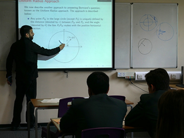 Mathematics students at Solihull Sixth Form College attend a talk from a visiting speaker