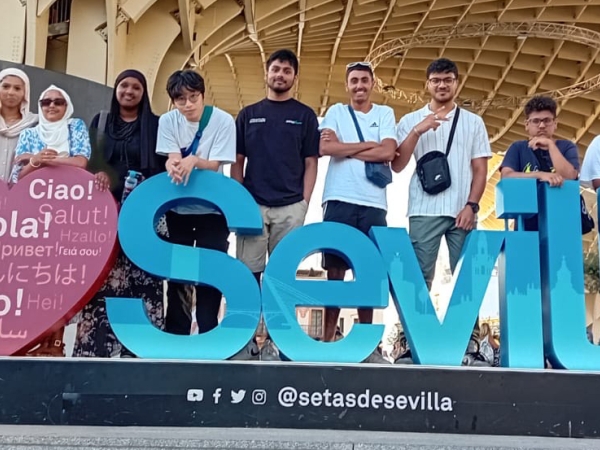 Students at Solihull Sixth Form College visiting Seville in Spain as part of the Turing Scheme
